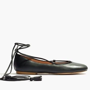 Madewell black lace up ballet flats Mary Jane 8.5